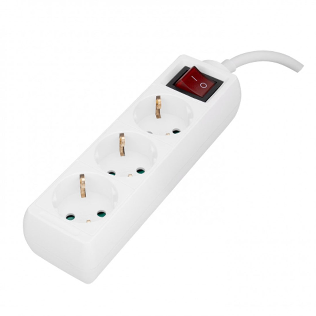 Brixgo Palau  - 3 Way Child Proof White Socket Multiplexer with Full Copper Cable 2mt 