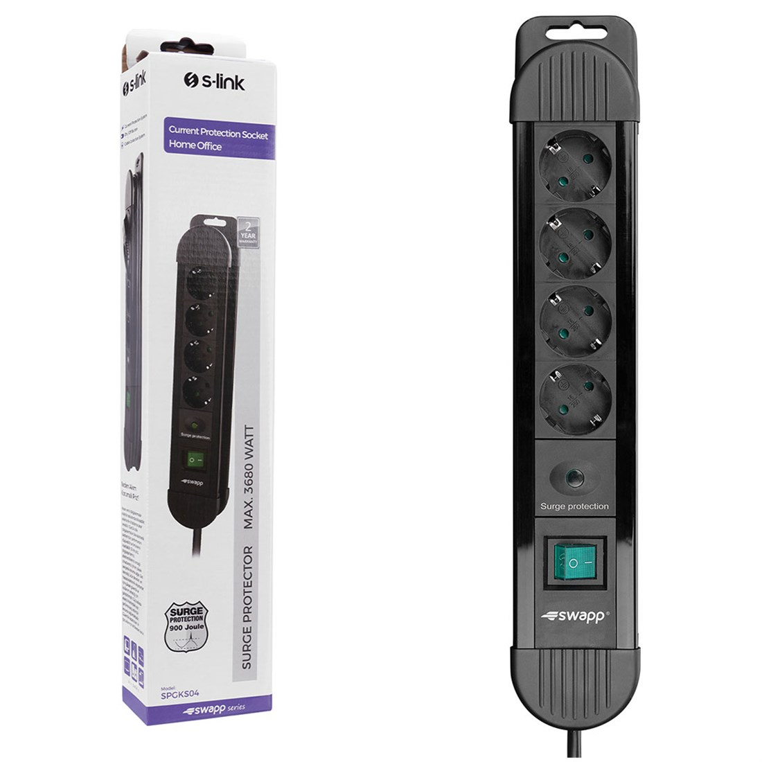 Brixgo Saint Helena  - 4 Way Current Cor. Gray Socket Multiplexer 1.5m 3G1.5mm2 900 Joule 